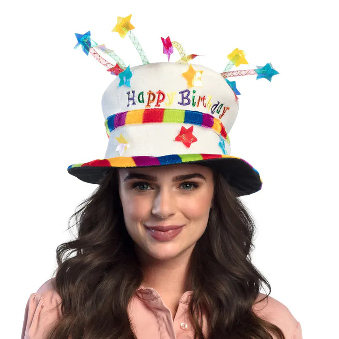 Rainbow Happy Birthday Cake Hat