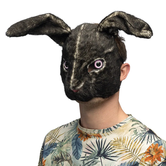 Plush Black Rabbit Half Mask
