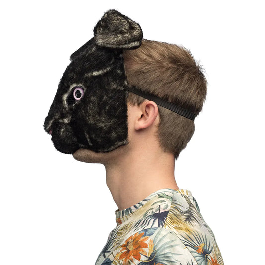 Plush Black Rabbit Half Mask