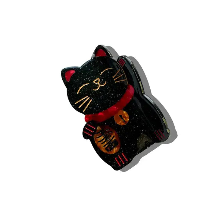 COMING SOON Solar Eclipse Black Lucky Cat Claw Clip