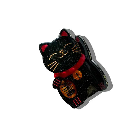 COMING SOON Solar Eclipse Black Lucky Cat Claw Clip