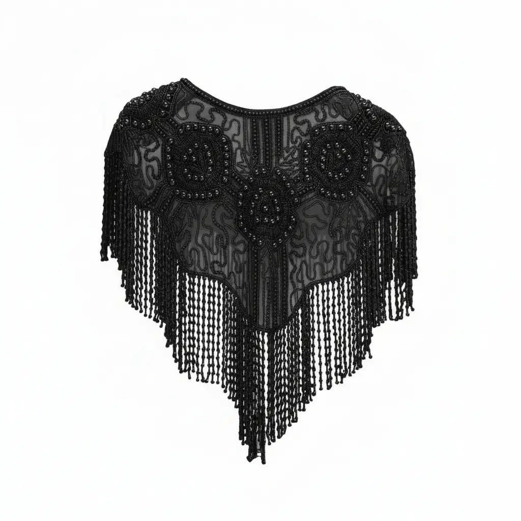 Black Pearl Shawl Capelet- Black