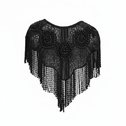 Black Pearl Shawl Capelet- Black