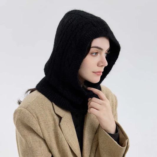 Knitted Balaclava Snood - Black