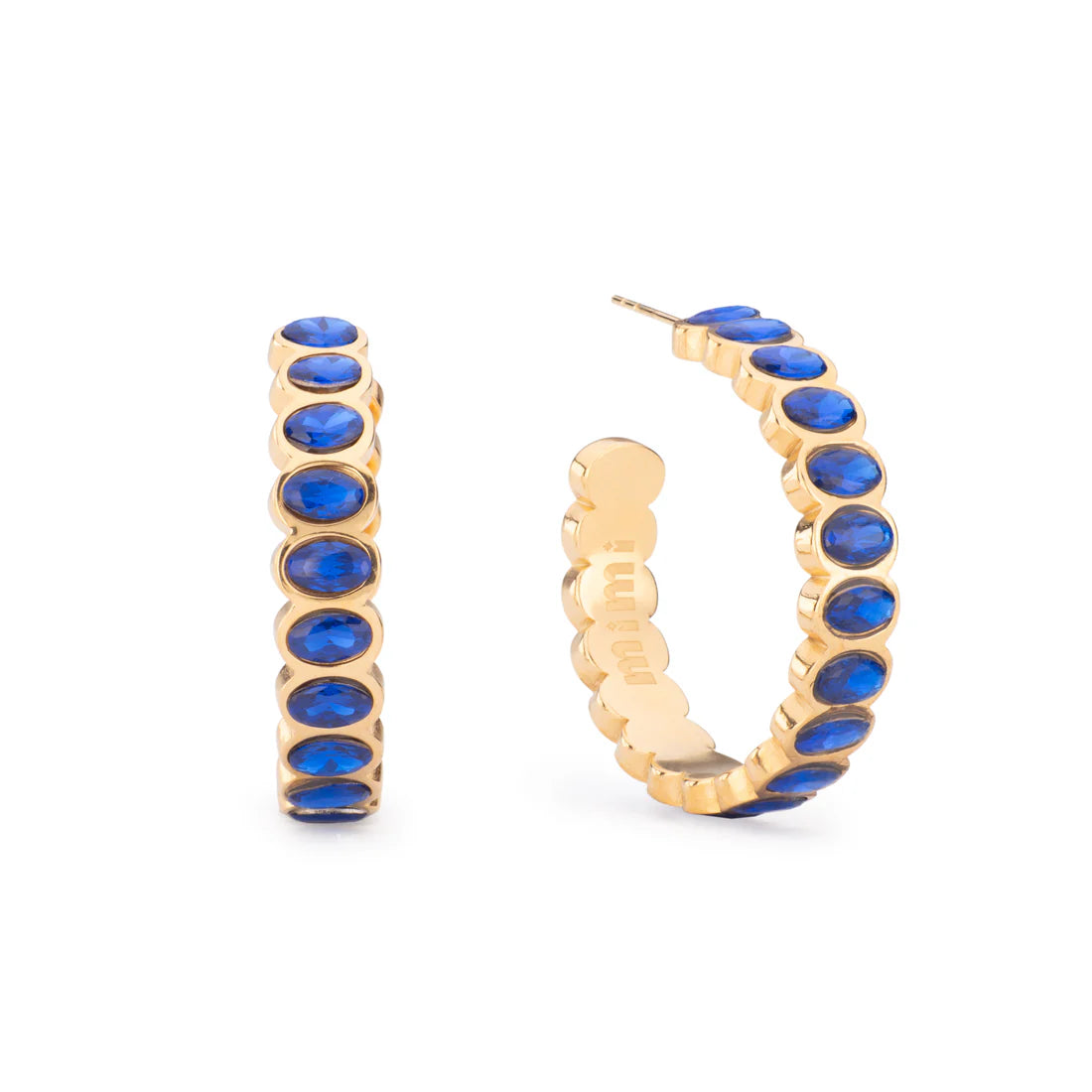 Bijoux De Mimi Sophie Blue Gold Chunky Earrings