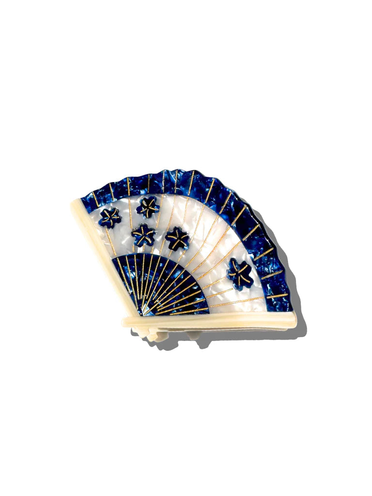 Solar Eclipse Blue Blossom Fan Claw Clip