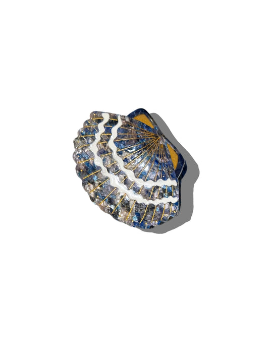 Solar Eclipse Blue Mosaic Seashell Claw Clip