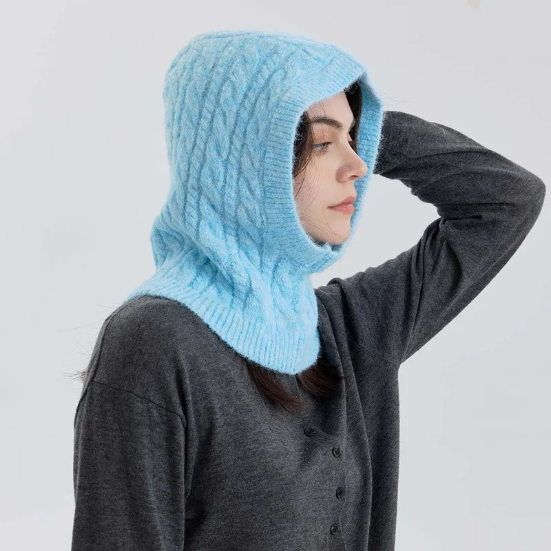 Knitted Balaclava Snood - Sky Blue