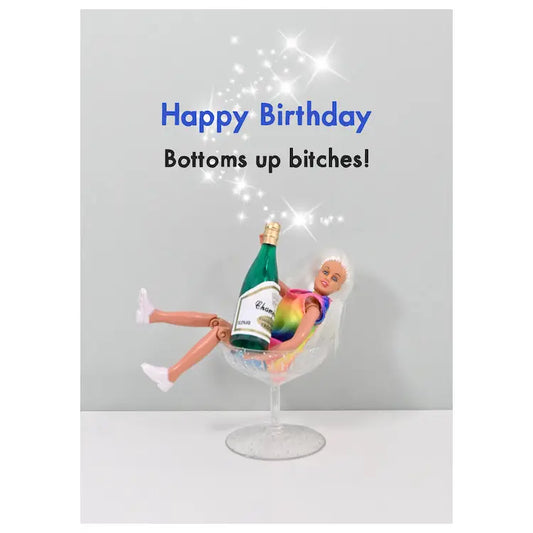 Bottoms Up Happy Birthday Greetings Card