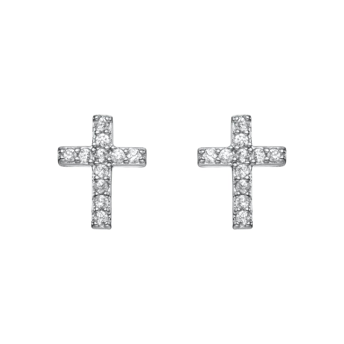 Bijoux De Mimi Camilla Cross Stud Earrings - Silver Crystal