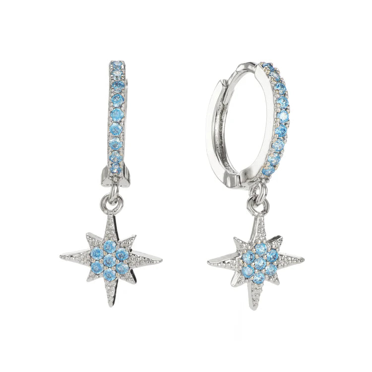 Bijoux De Mimi Cosima Turquoise Silver Star Huggie Earrings