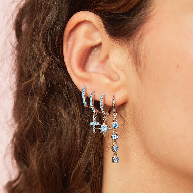Bijoux De Mimi Cosima Turquoise Silver Star Huggie Earrings