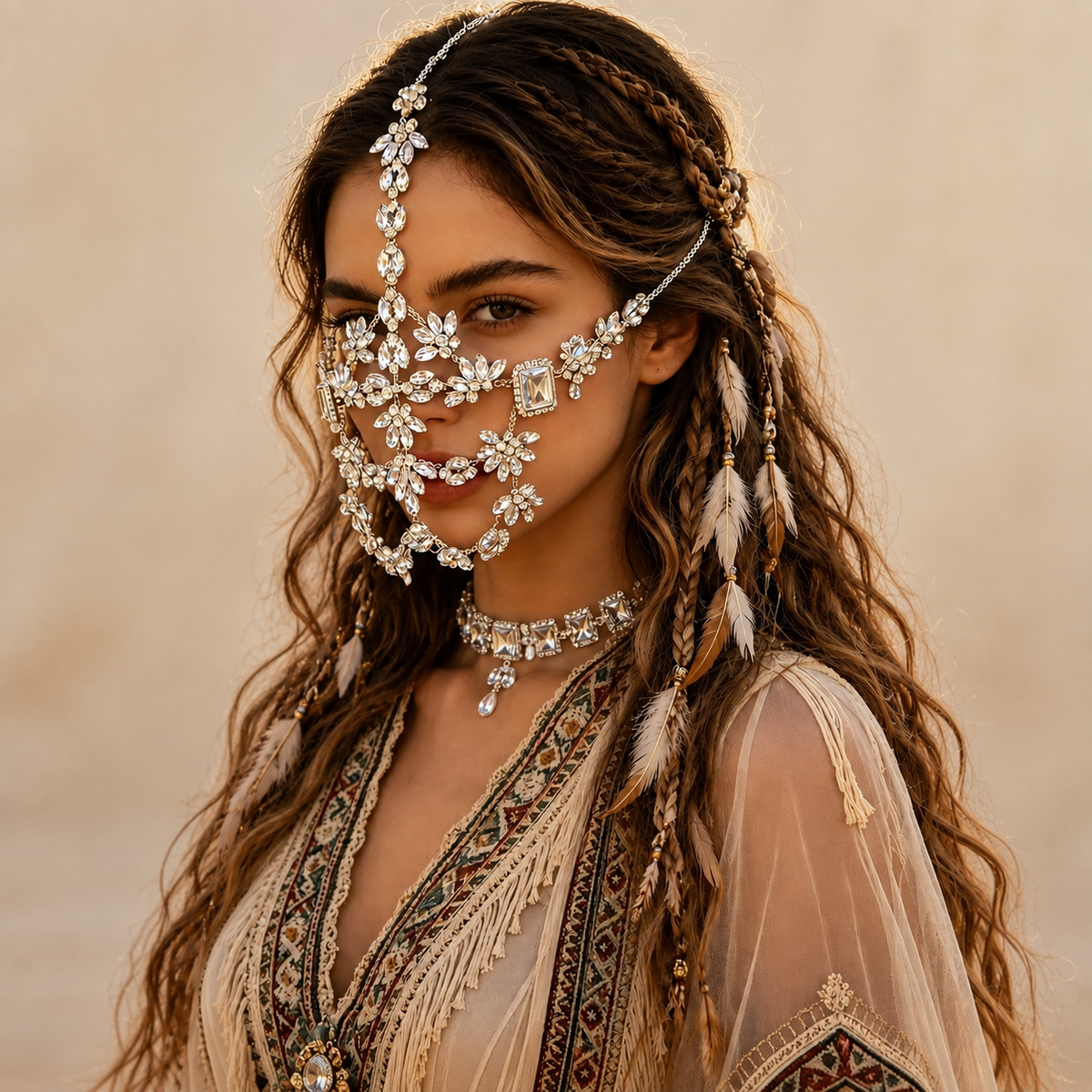 Crystal Princess Cage Jewelled Mask