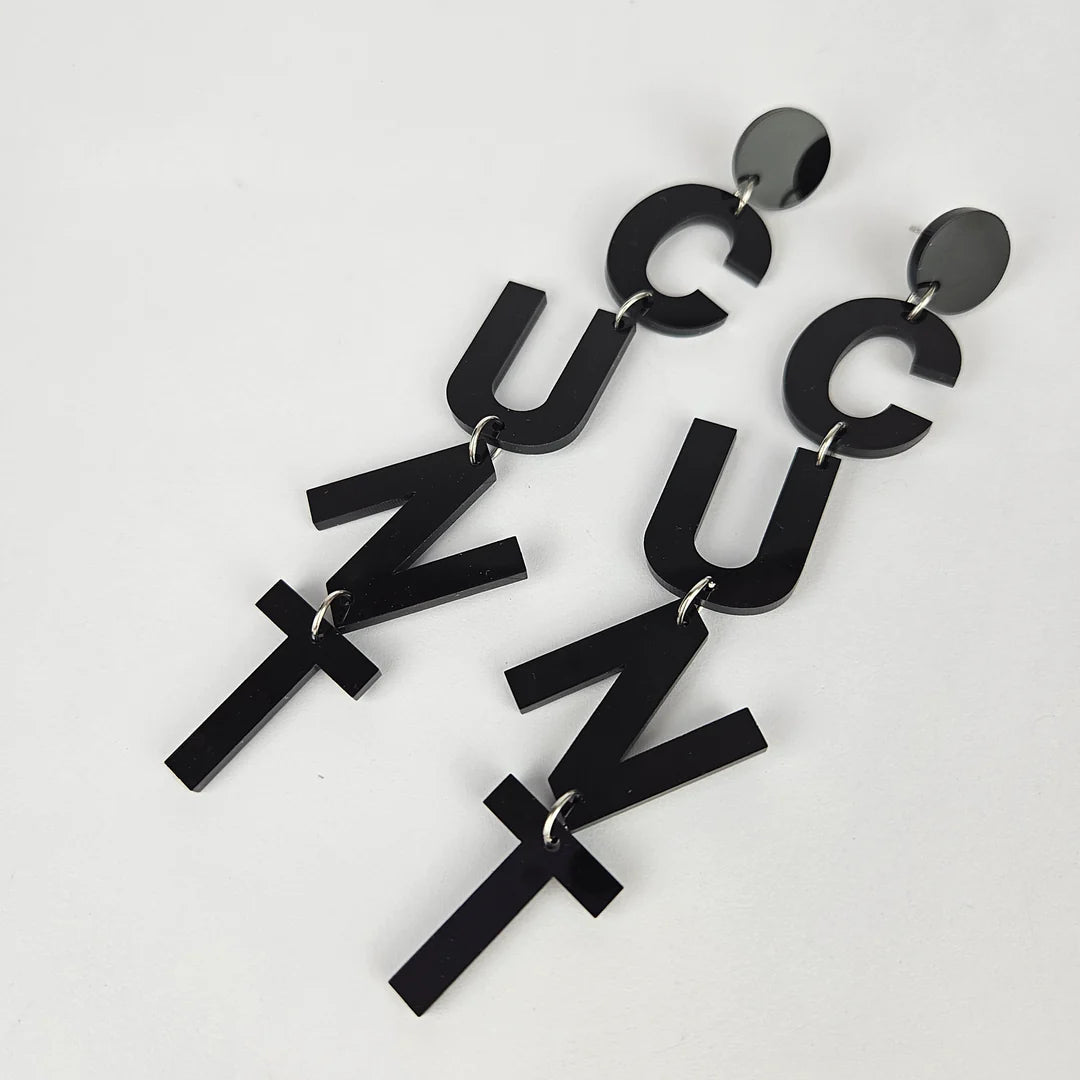 Drop Cunt Acrylic Earrings - Black