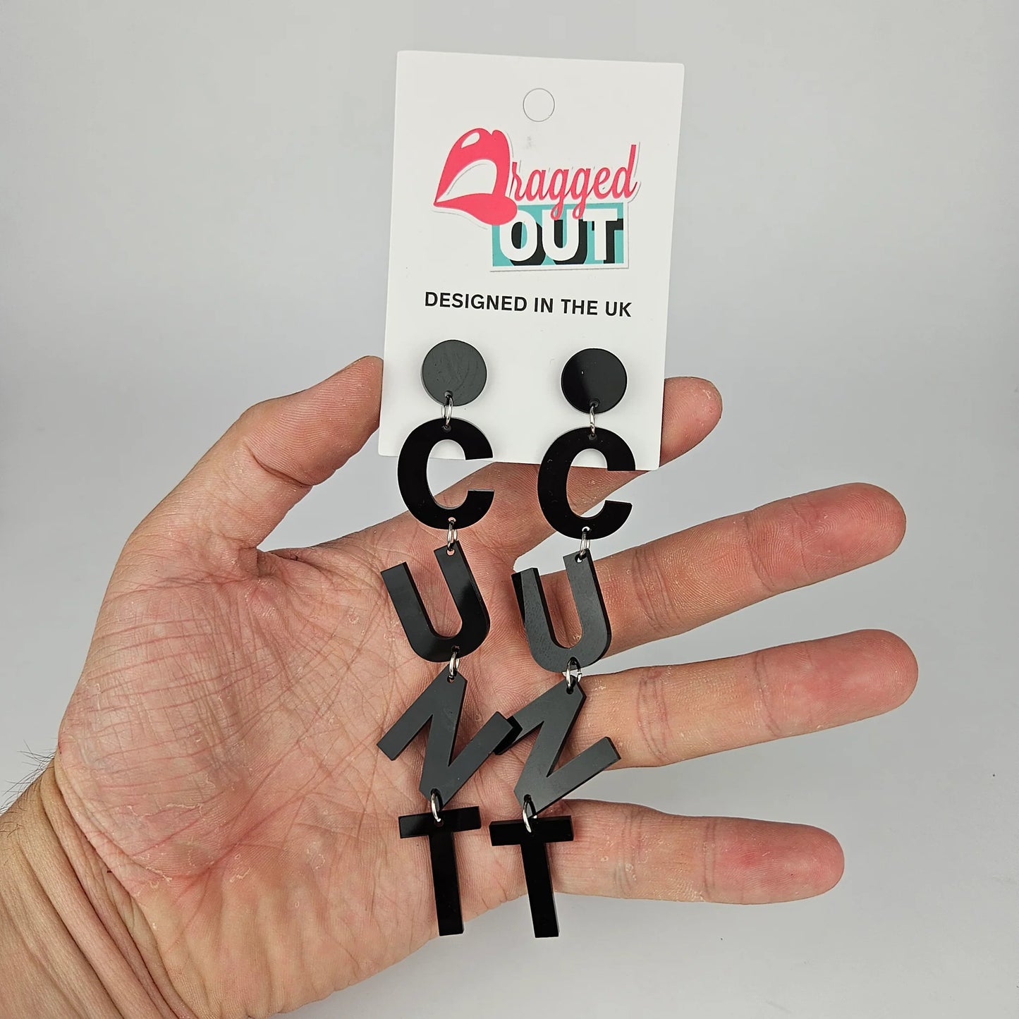 Drop Cunt Acrylic Earrings - Black