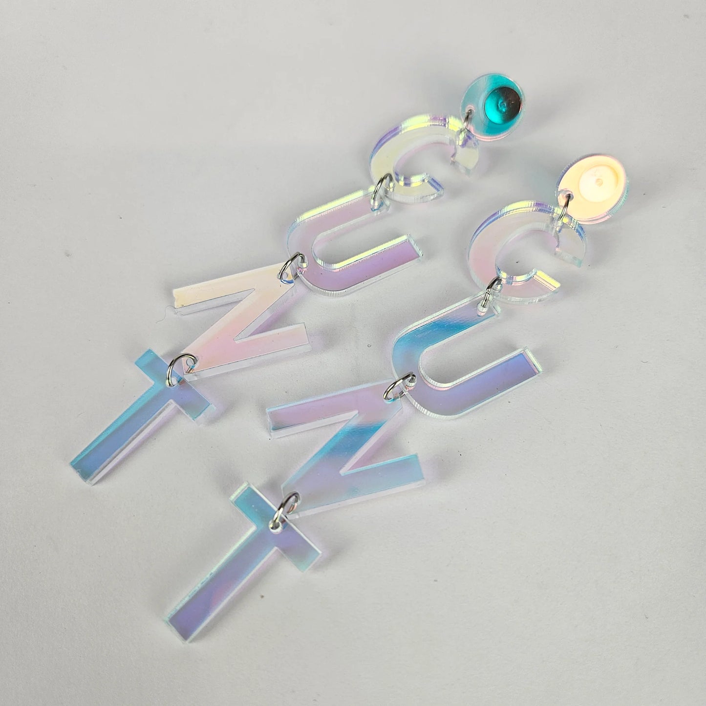 Drop Cunt Acrylic Earrings - Iridescent