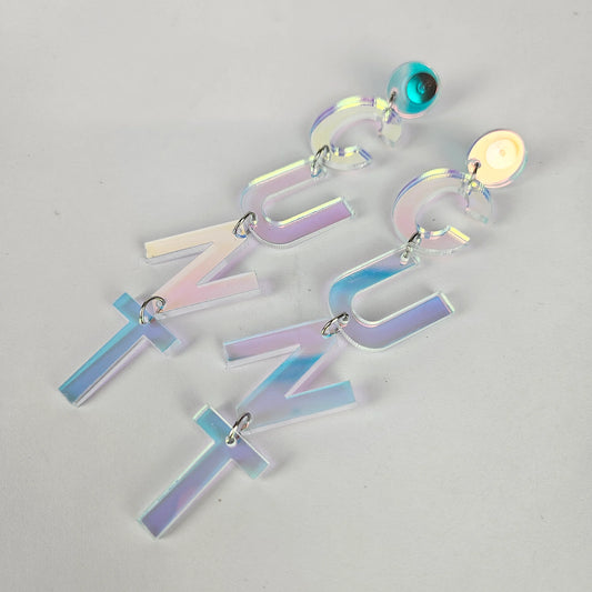 Drop Cunt Acrylic Earrings - Iridescent