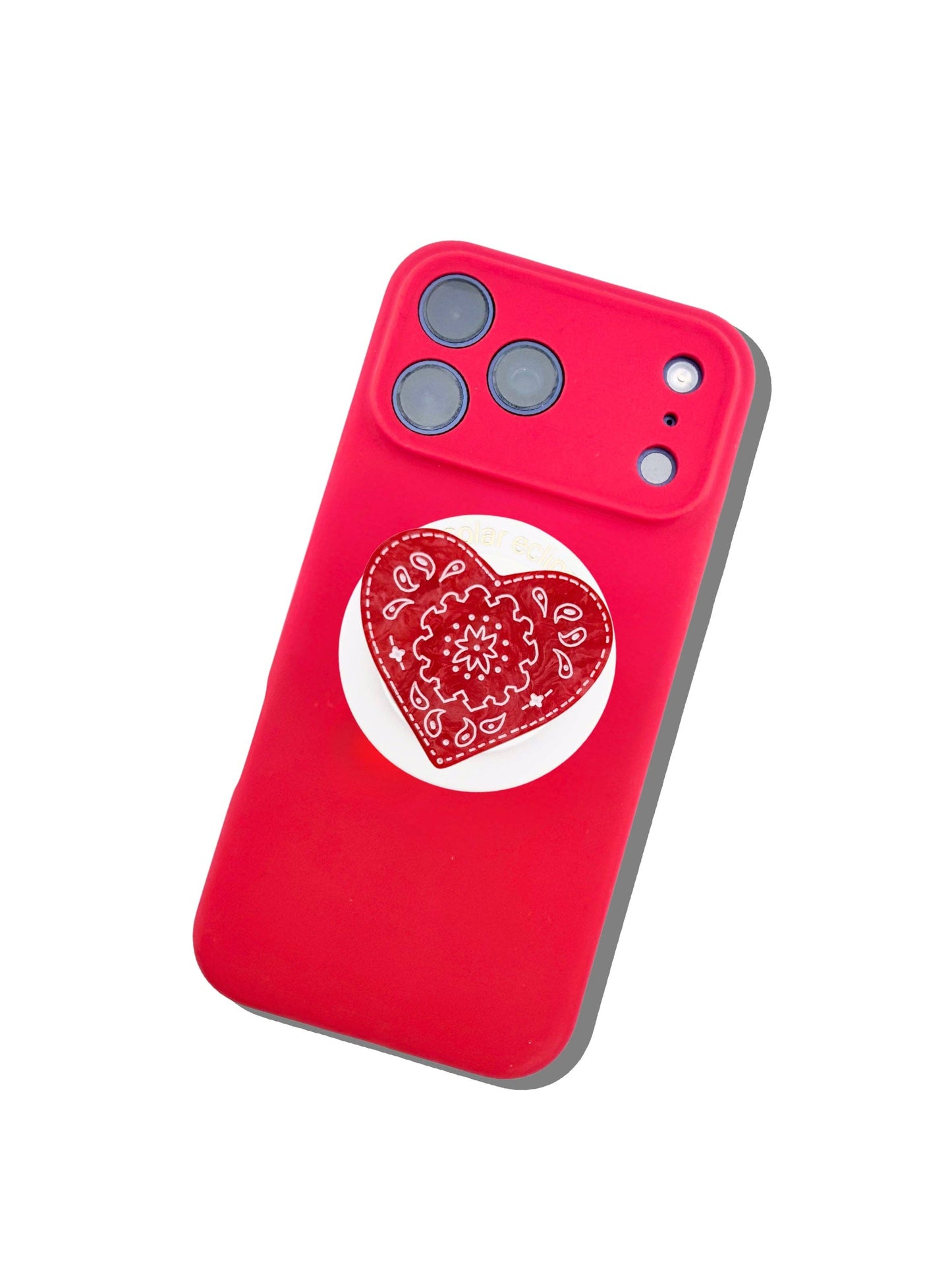 Solar Eclipse Hand-painted Paisley Heart Grip Charm - Red