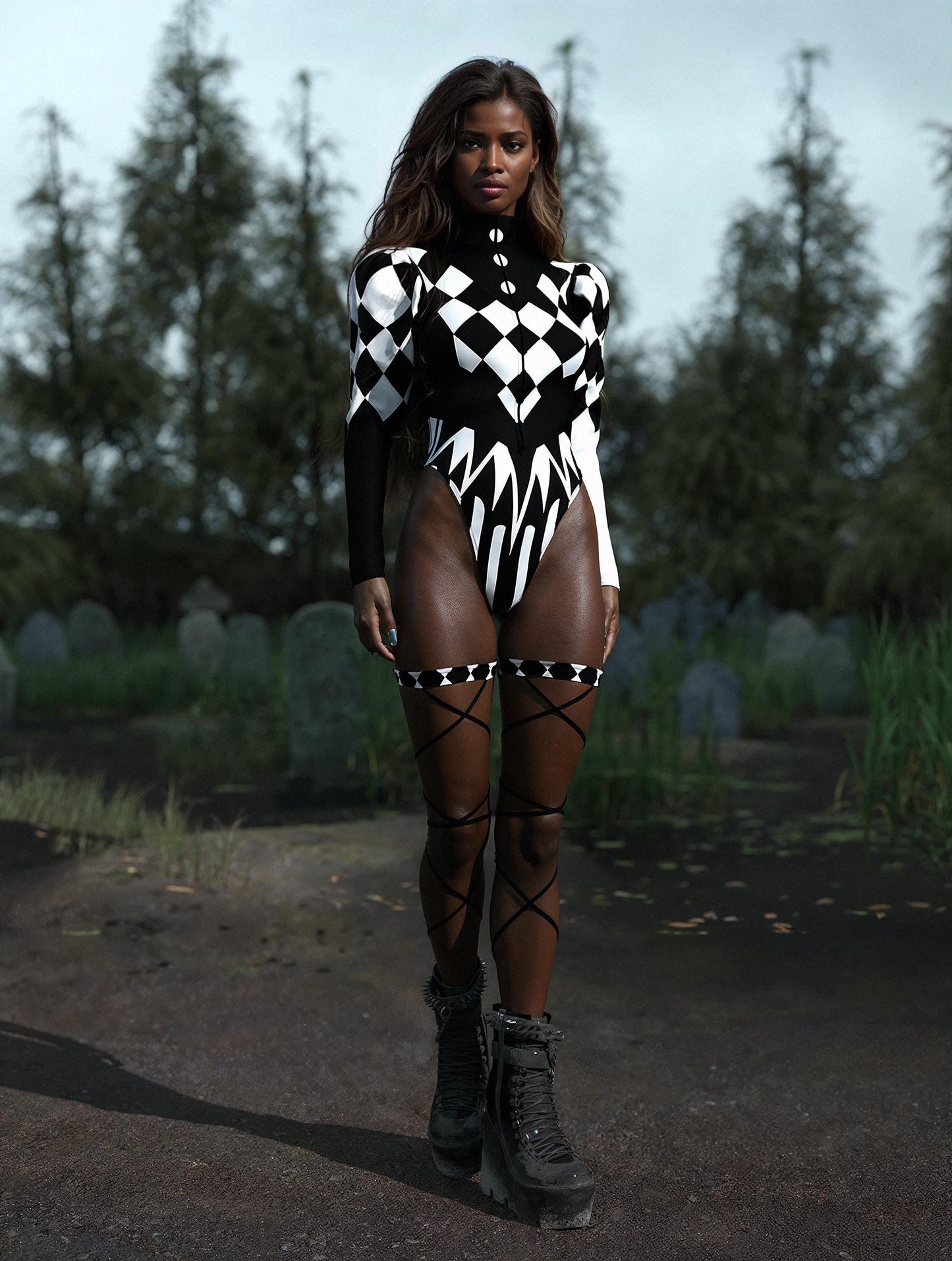 COMING SOON Dark Clown Buffon Sleeve Bodysuit