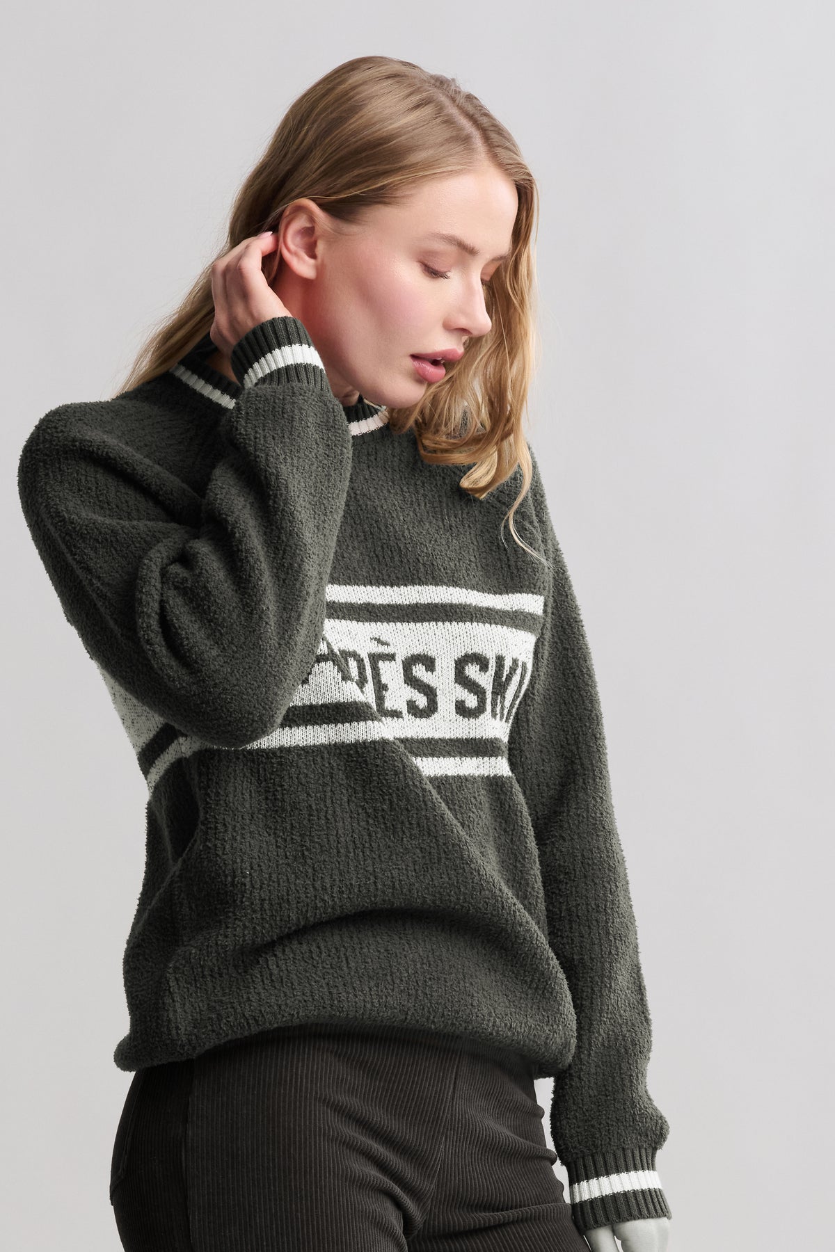 Dark Moss Cotton Apres Pullover