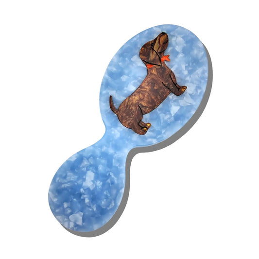 Solar Eclipse Daschund Handbag Hero Mini Hairbrush