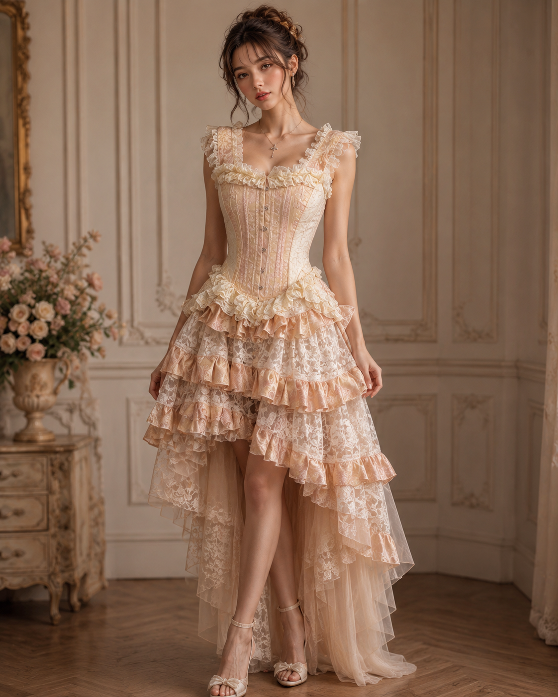 Burleska Duchess Overbust Corset - Baby Pink King Brocade COMING SOON