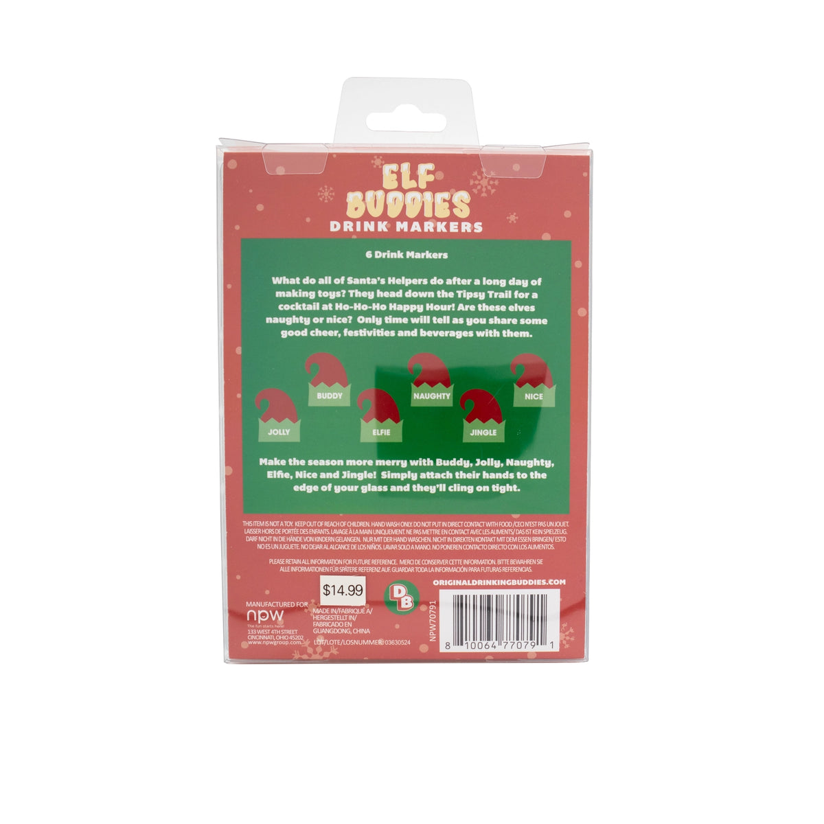 Elf Buddies Holiday Drink Markers - 6 Pack