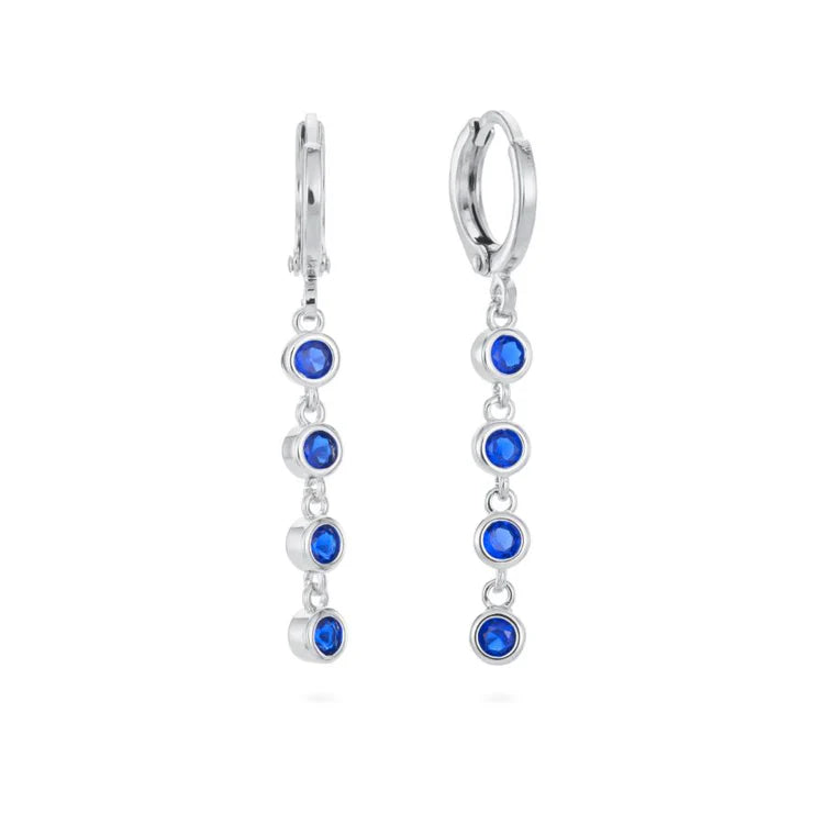 Bijoux De Mimi Ellica Blue Silver Droplet Huggie Earrings