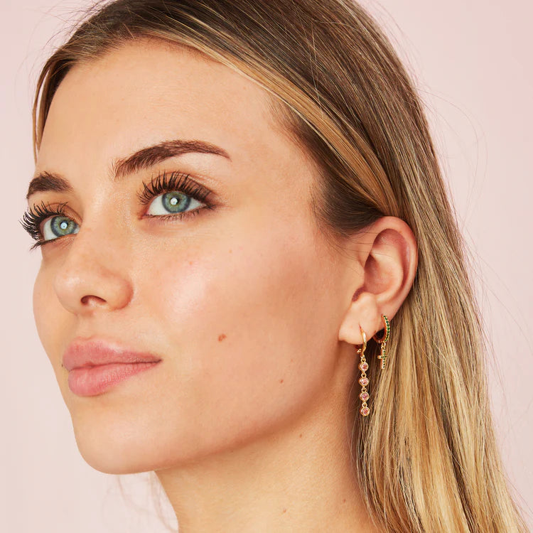 Bijoux De Mimi Ellica Pink Gold Droplet Huggie Earrings