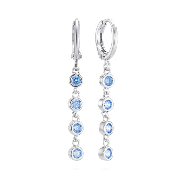 Bijoux De Mimi Ellica Turquoise Silver Droplet Huggie Earrings