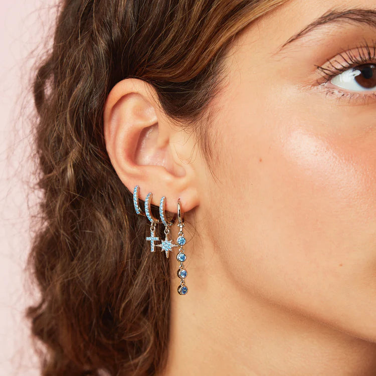 Bijoux De Mimi Ellica Turquoise Silver Droplet Huggie Earrings