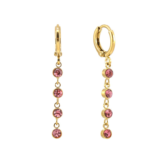 Bijoux De Mimi Ellica Droplet Huggie Earrings - Gold & Pink