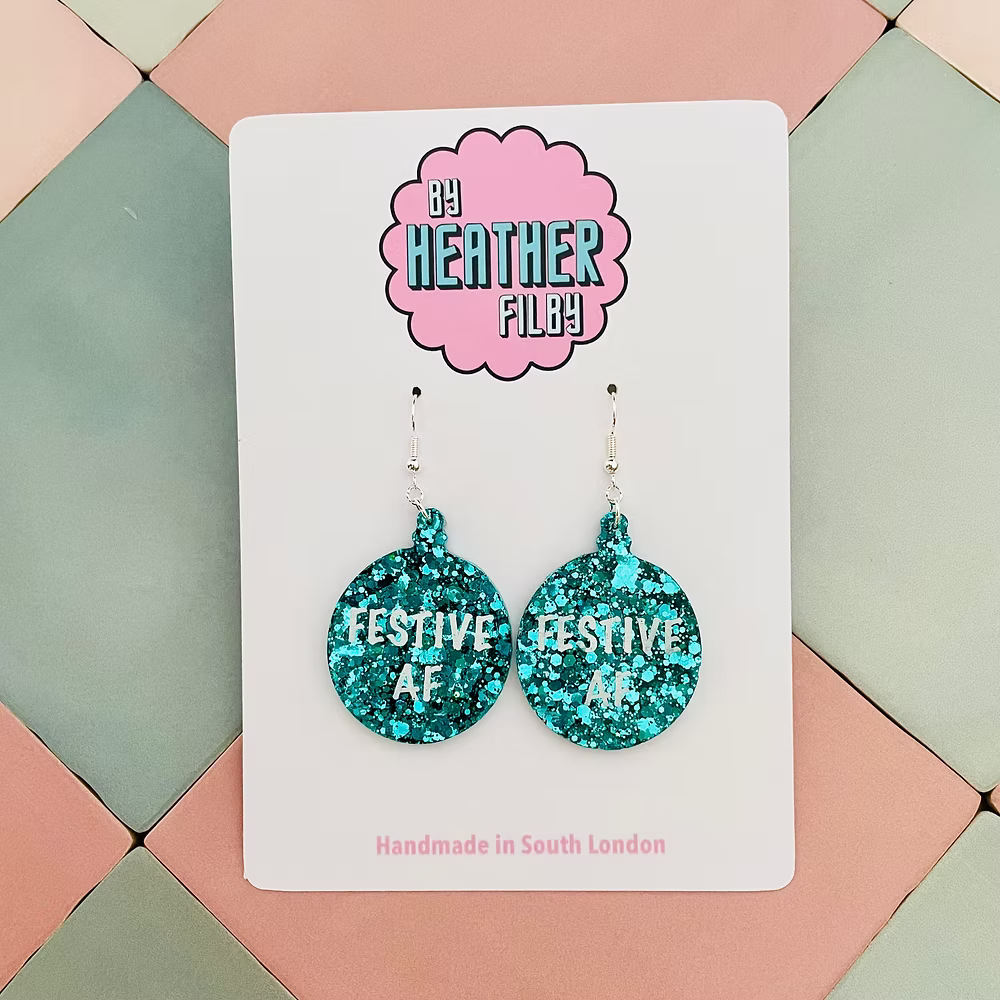 Festive AF Glitter Christmas Earrings