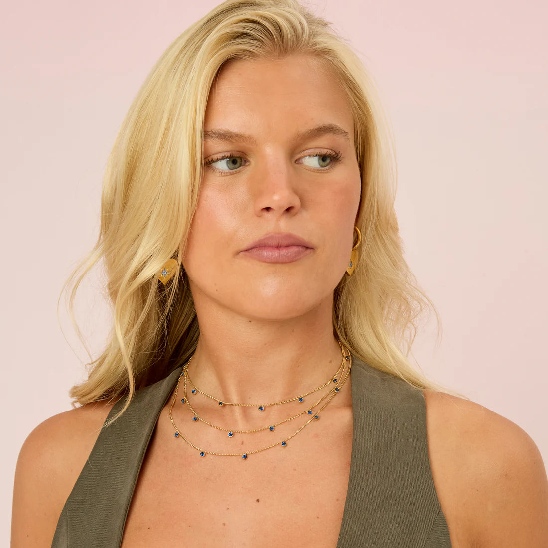 Bijoux De Mimi Amy Stacker Necklace - Gold & Blue