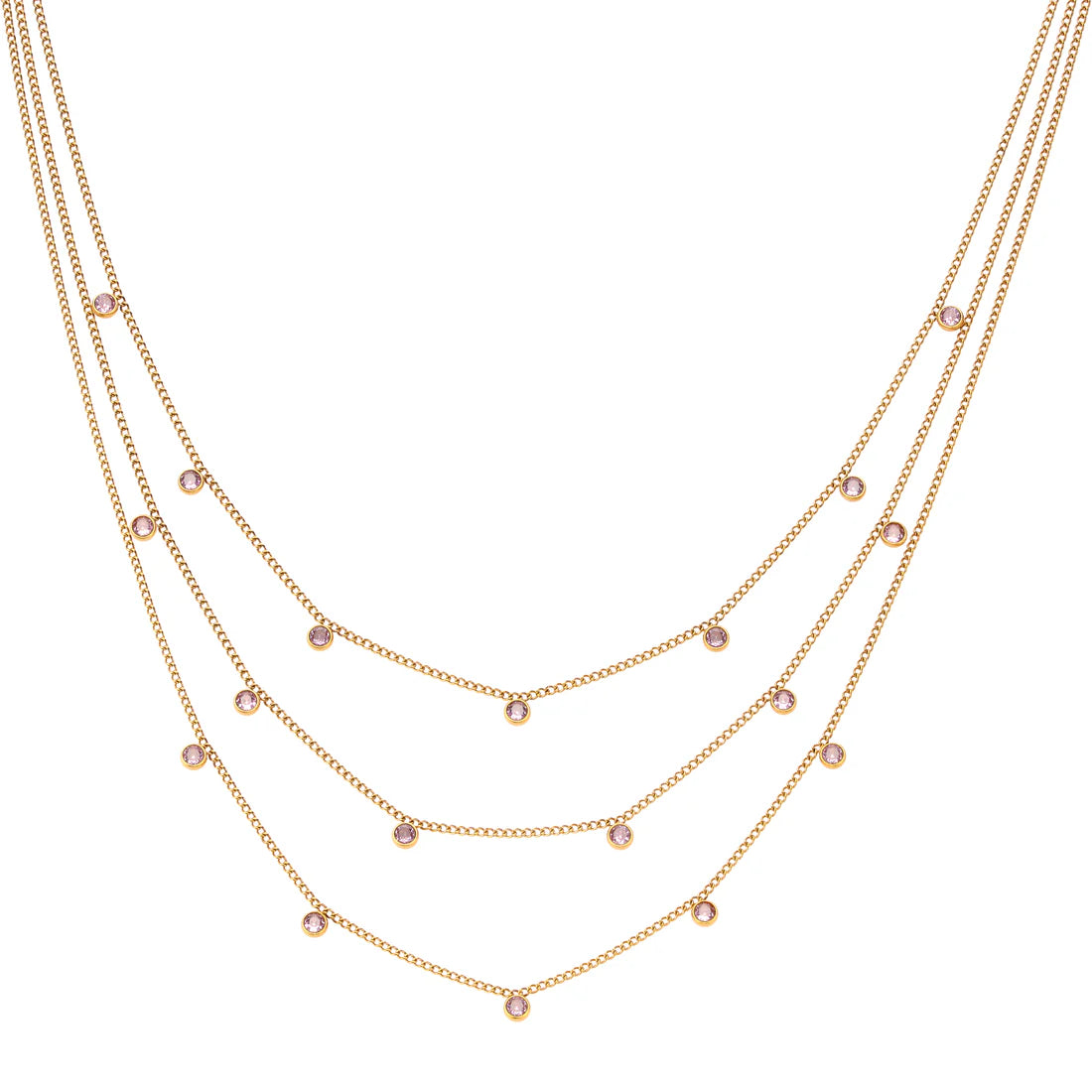 Bijoux De Mimi Amy Stacker Necklace - Gold & Pink