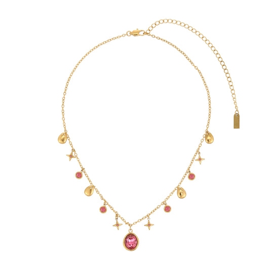 Bijoux De Mimi Florence Star Stacking Necklace - Gold & Pink