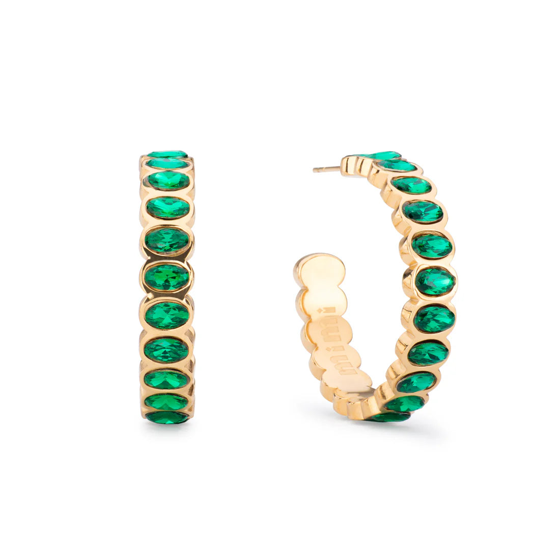 Bijoux De Mimi Sophie Green Gold Chunky Earrings