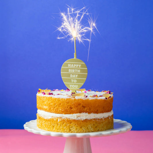 COMING SOON Gold Balloon Cake Sparkler