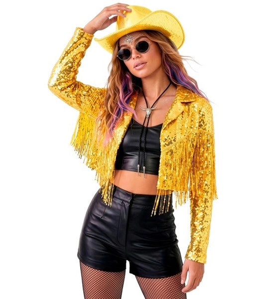 Gold Fringe Sequin Jacket
