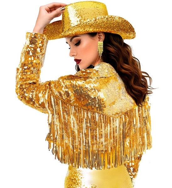 Gold Fringe Sequin Jacket