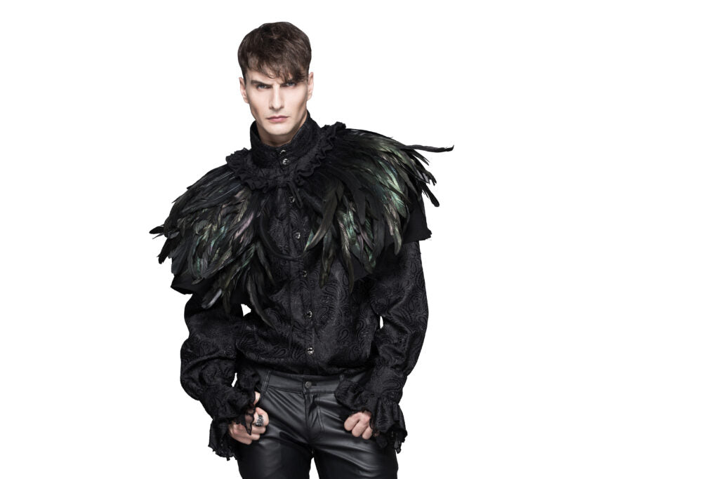 Gothic Dark Green Feather Cape