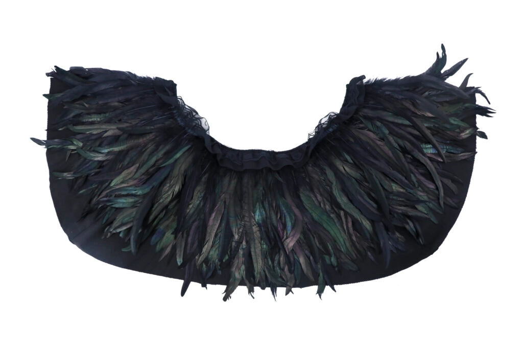 Gothic Dark Green Feather Cape