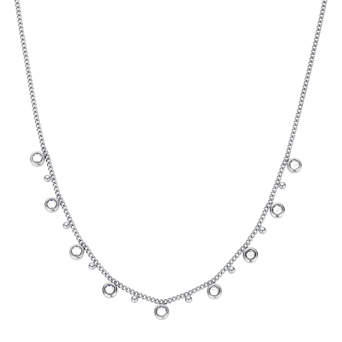 Bijoux De Mimi Grace Multi Droplet Necklace Silver & Crystal