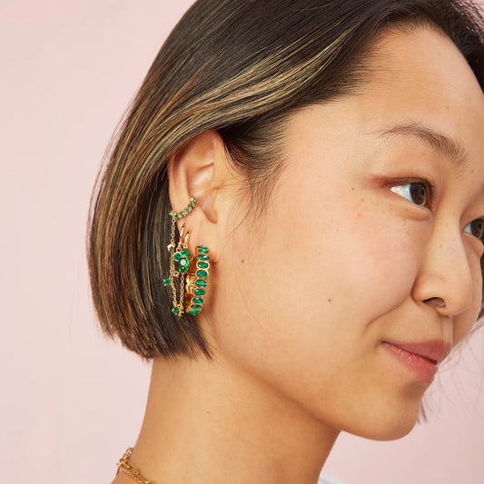 Bijoux De Mimi Sophie Green Gold Chunky Earrings