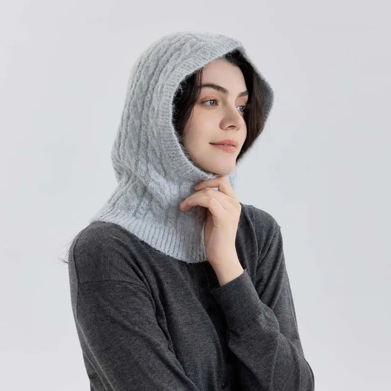 Knitted Balaclava Snood - Light Grey