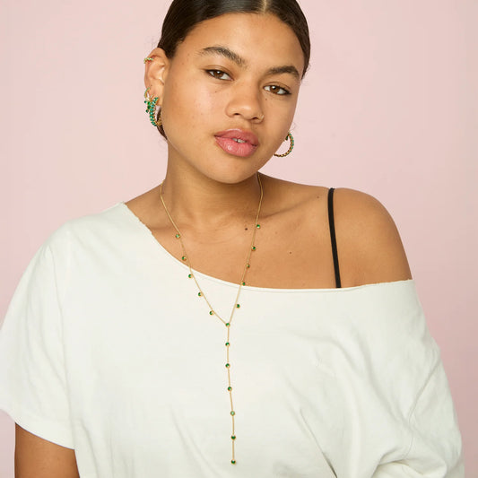 Bijoux De Mimi India Droplet Necklace Gold & Green