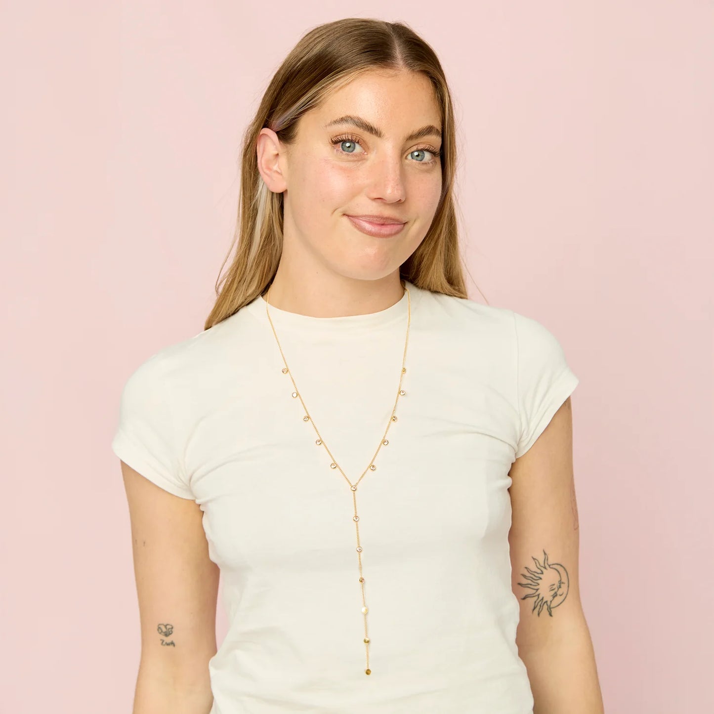 Bijoux De Mimi India Droplet Necklace Gold & Pink