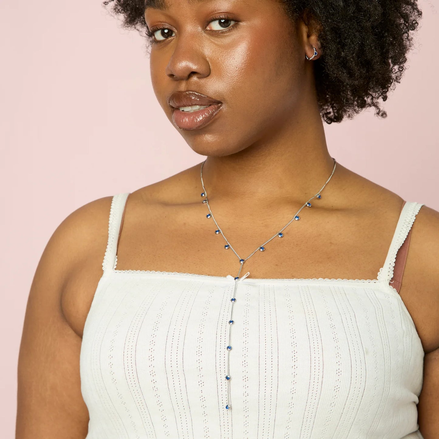 Bijoux De Mimi India Droplet Necklace Silver & Blue
