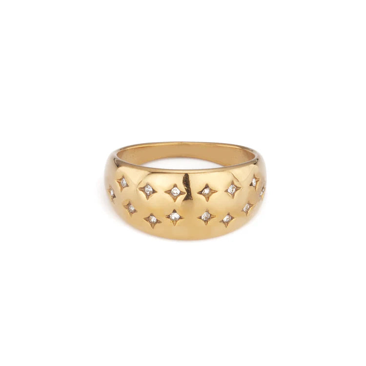Bijoux De Mimi Isabel Gold Crystal Chubby Star Ring
