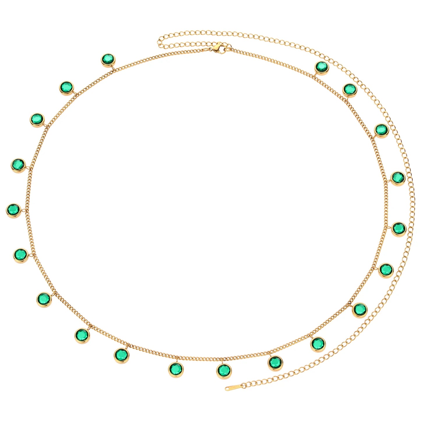 Bijoux De Mimi Ivy Droplet Belly Chain Gold & Green